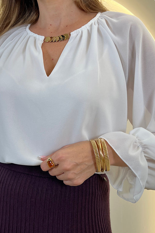 BLUSA GASA DETALLE DORADO