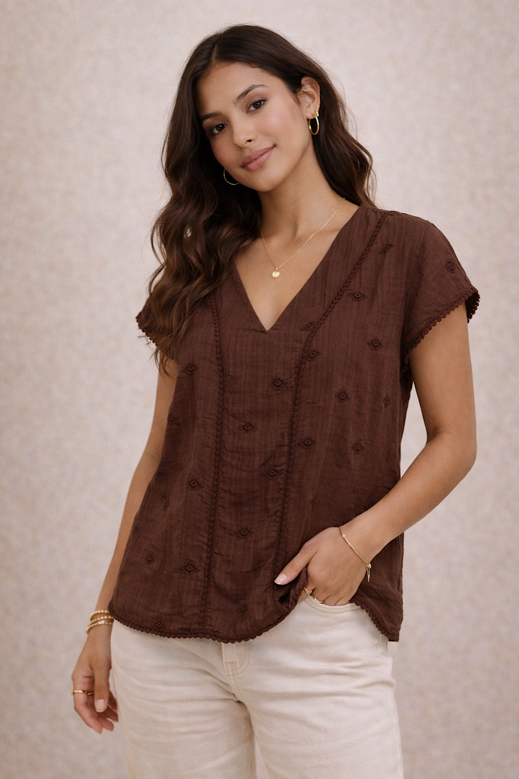 BLUSE MIT V-AUSSCHNITT LIZY