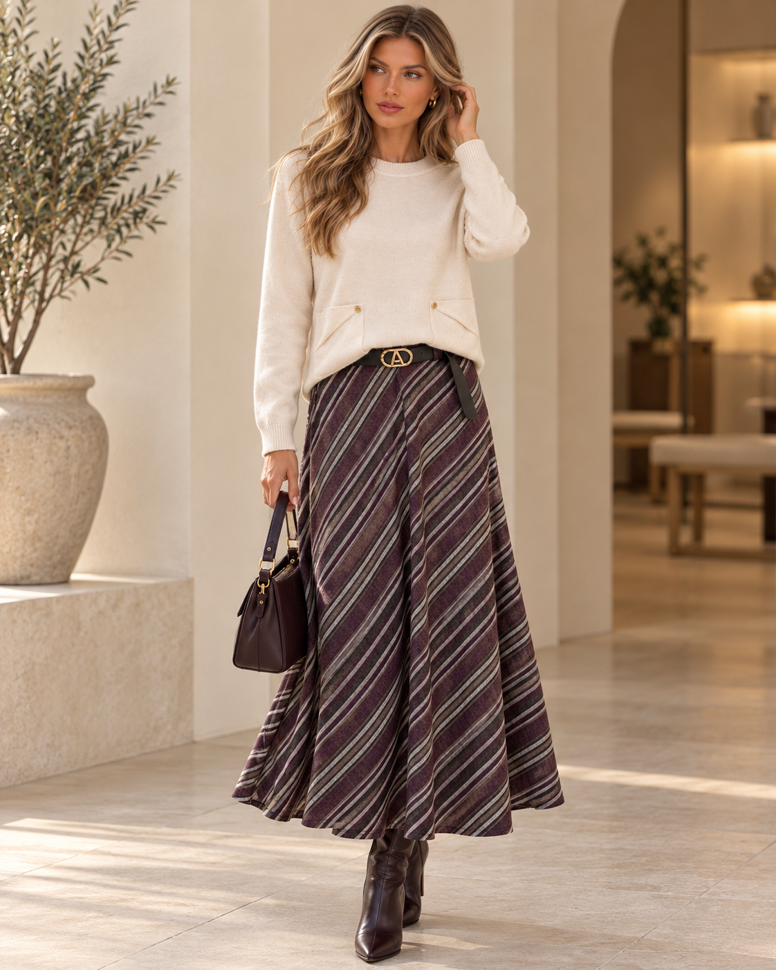FALDA MIDI RAYAS SOPHIE