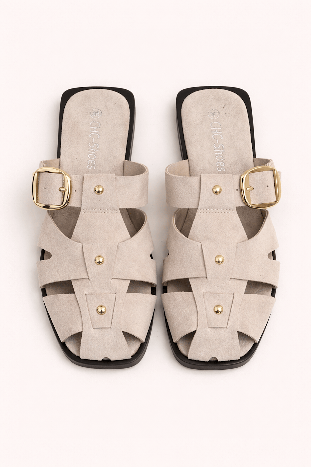 FLACHE SANDALE WILDLEDER BEIGE IMPERIUM