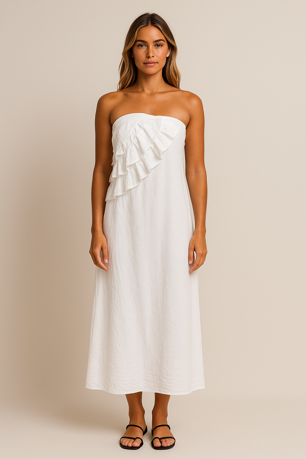 VESTIDO PALABRA DE HONOR OCEAN RUFFLE