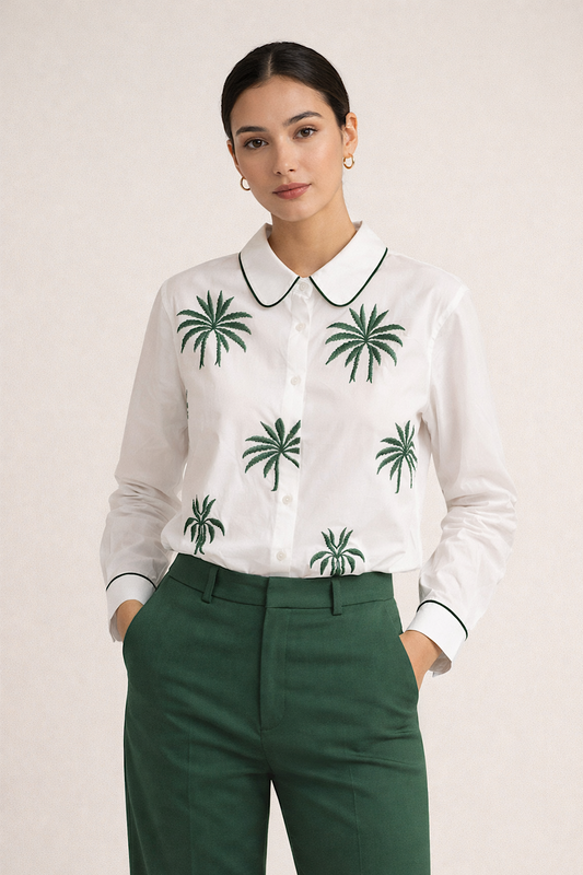 CAMISA PALMERAS BORDADAS