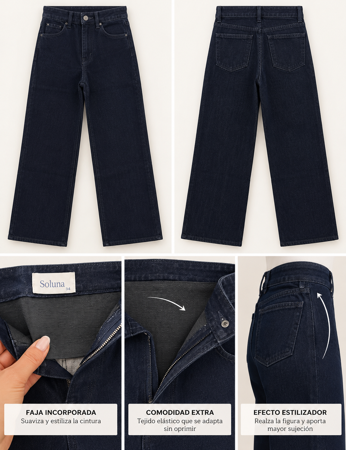 PANTALON VAQUERO OSCURO EFECTO FAJA