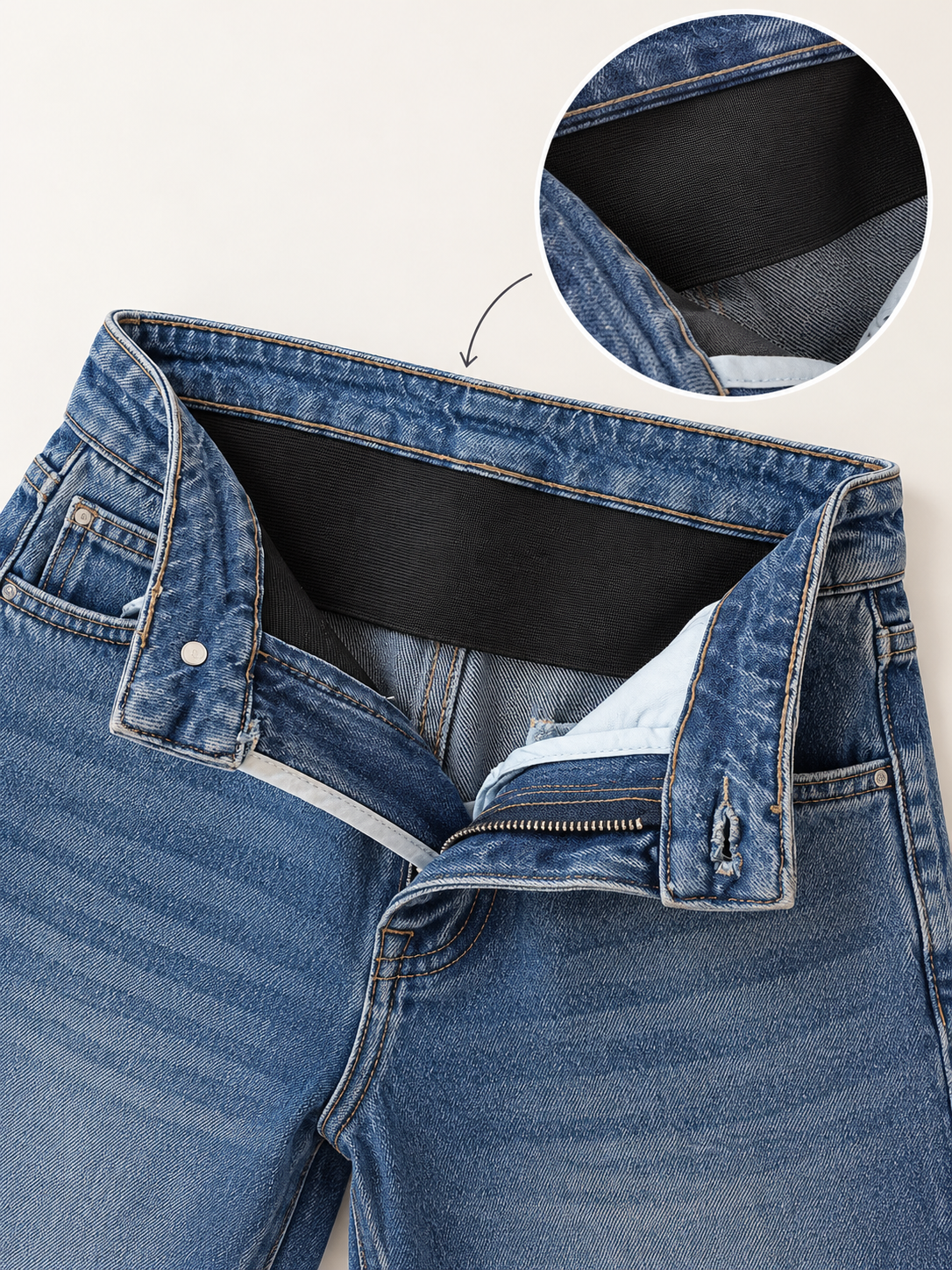 PANTALON VAQUERO CLARO EFECTO FAJA