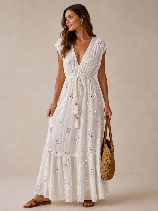 VESTIDO LARGO BOHO ESPEJOS