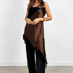 VESTIDO LENCERO ASIMETRICO