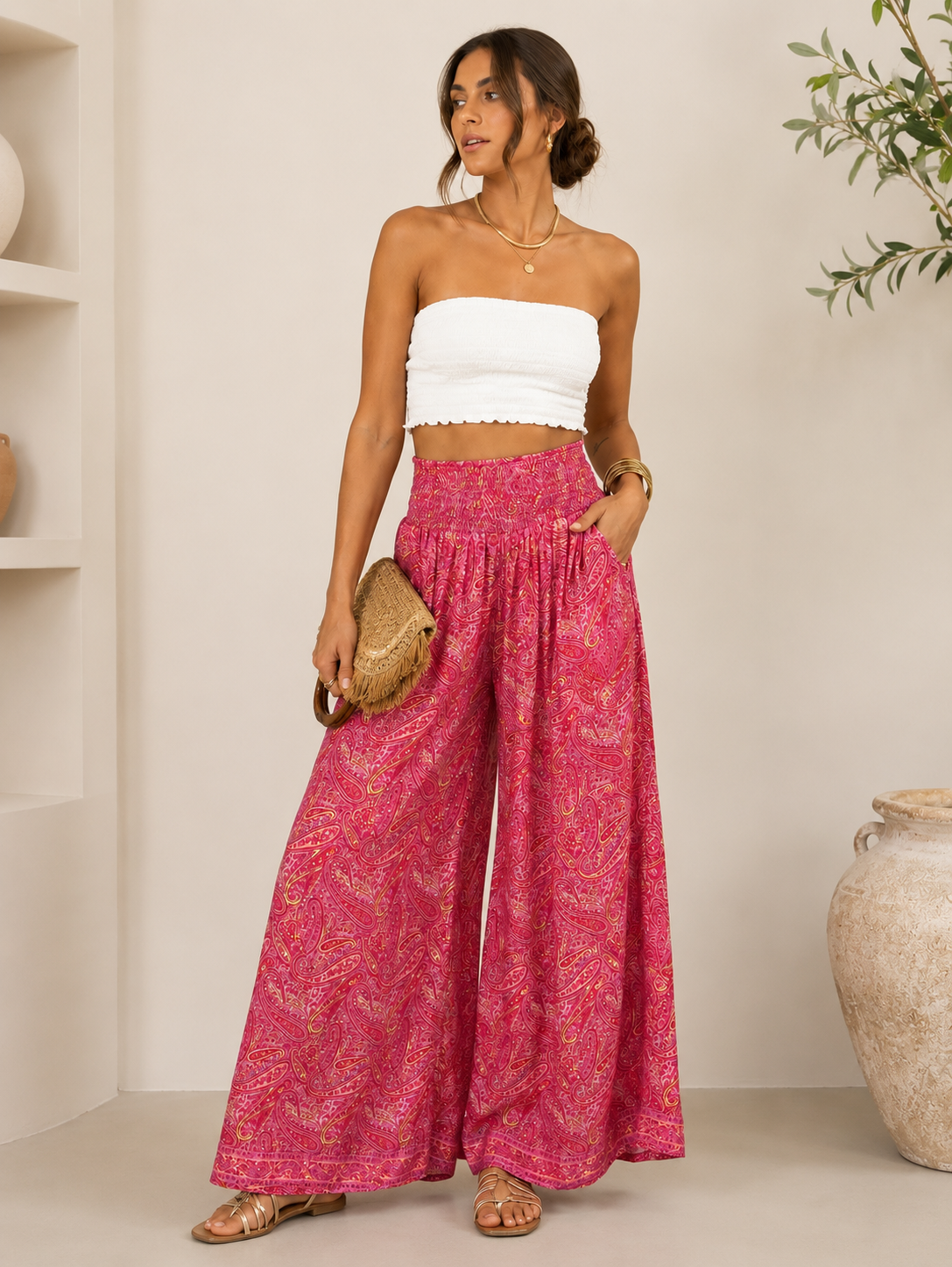 PANTALON SEDA ESTAMPADO