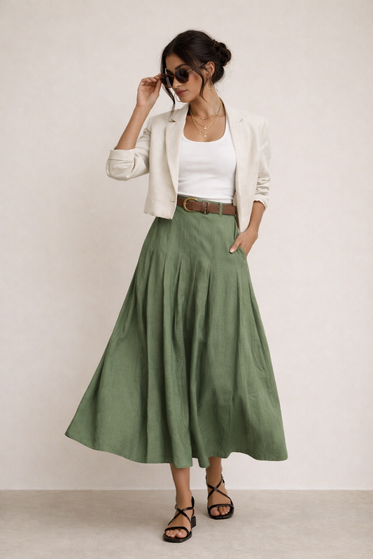 FALDA LARGA PLISADA ROMA