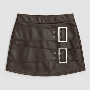 FALDA POLIPIEL CON PANTALON BAJO HEBILLAS