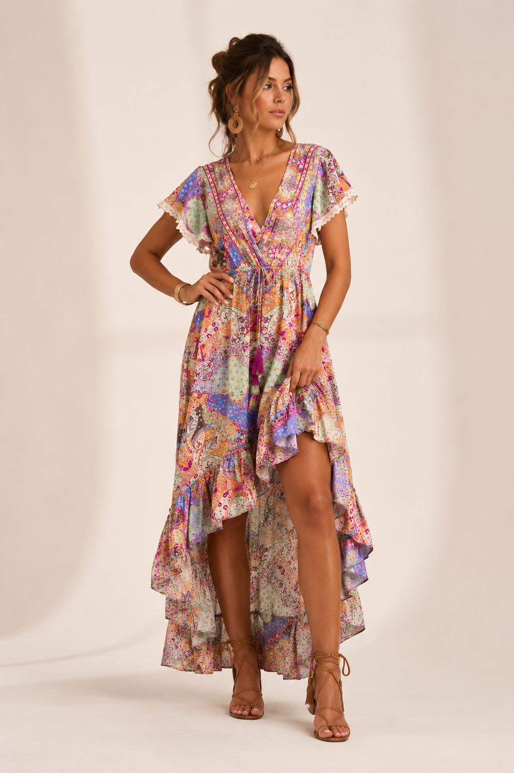 VESTIDO SEDA  BAJO ASIMETRICO