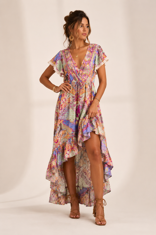 VESTIDO SEDA  BAJO ASIMETRICO