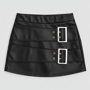 FALDA POLIPIEL CON PANTALON BAJO HEBILLAS