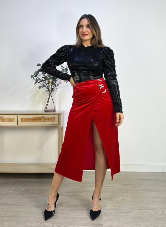 FALDA TERCIOPELO HEBILLA STRASS