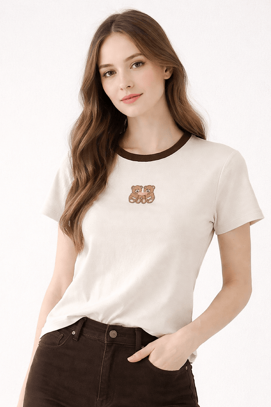 T-SHIRT KURZARM BÄRCHEN BESTICKT