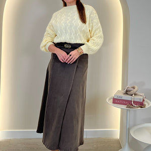 FALDA VAQUERA LARGA AMANDA MARRON