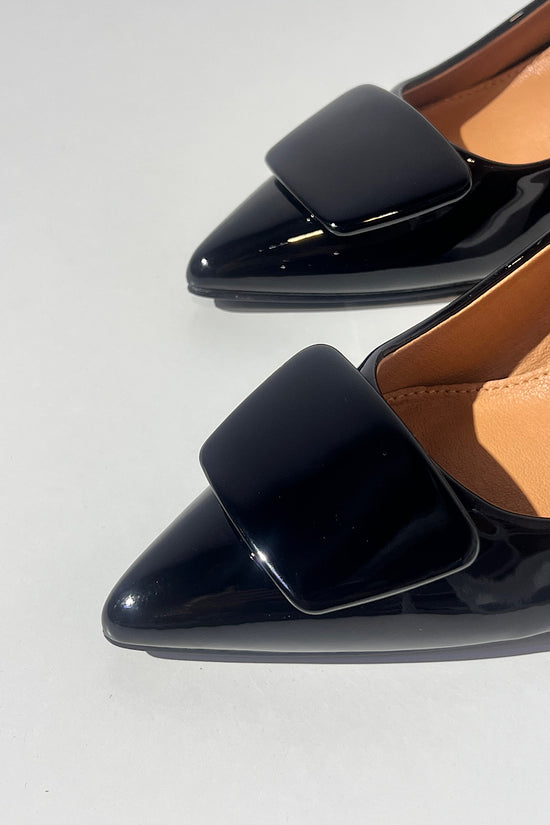 Pumps mit Blockabsatz Lackleder Schwarz
