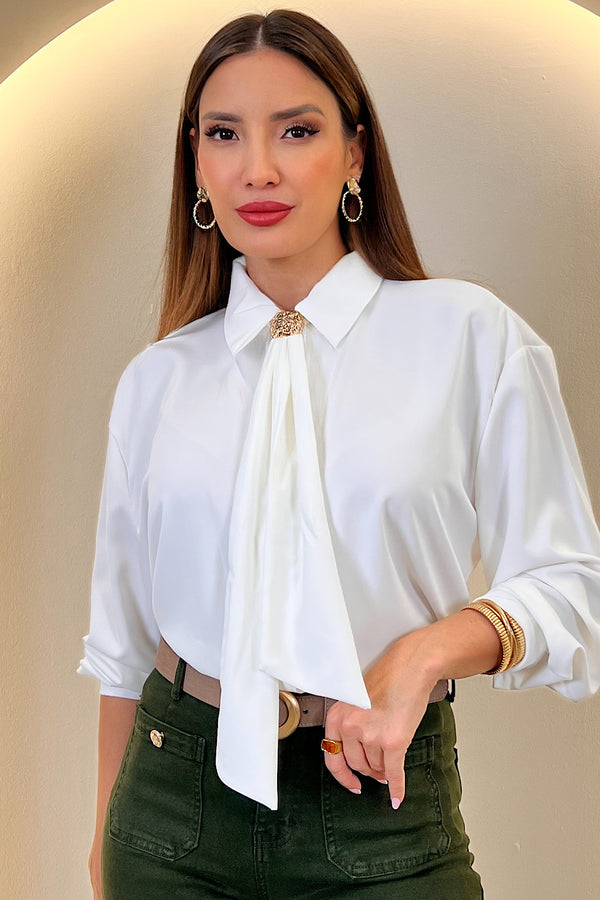 BLUSA CORBATA DETALLE ORO