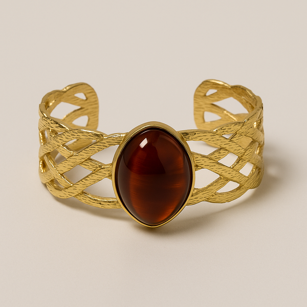 PULSERA BRAZALETE DORADO AMBAR