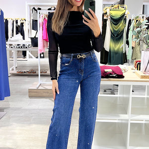 PANTALON VAQUERO OSCURO BRILLANTES
