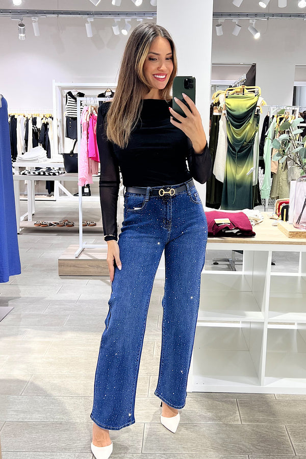 PANTALON VAQUERO OSCURO BRILLANTES