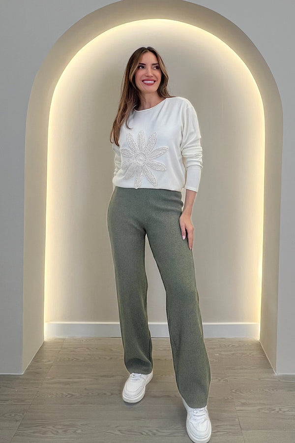 PANTALON LARGO RIB RENATA