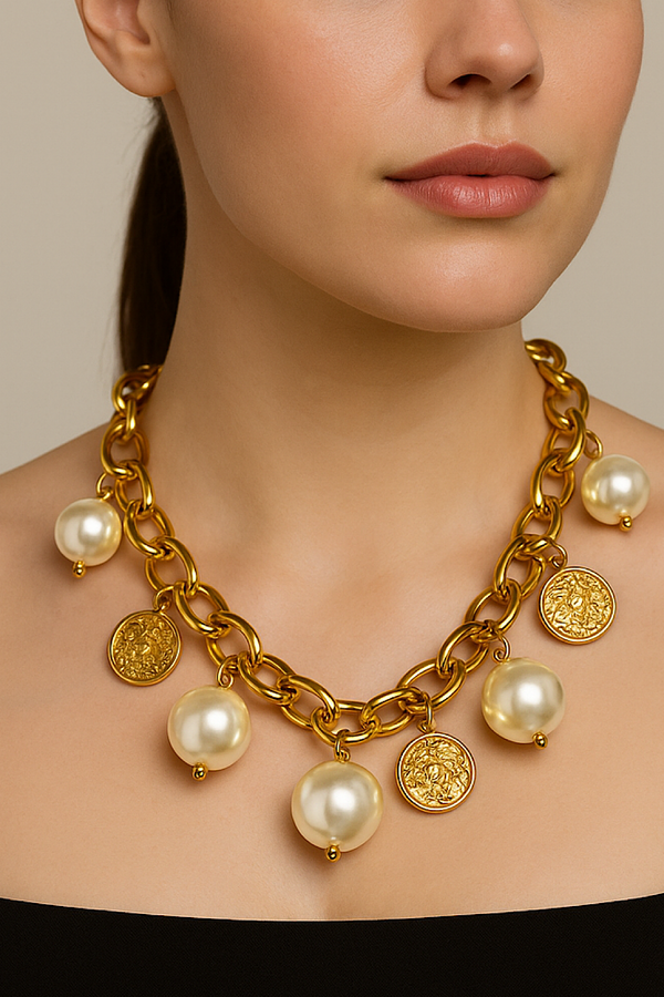 COLLAR PERLAS + MEDALLAS