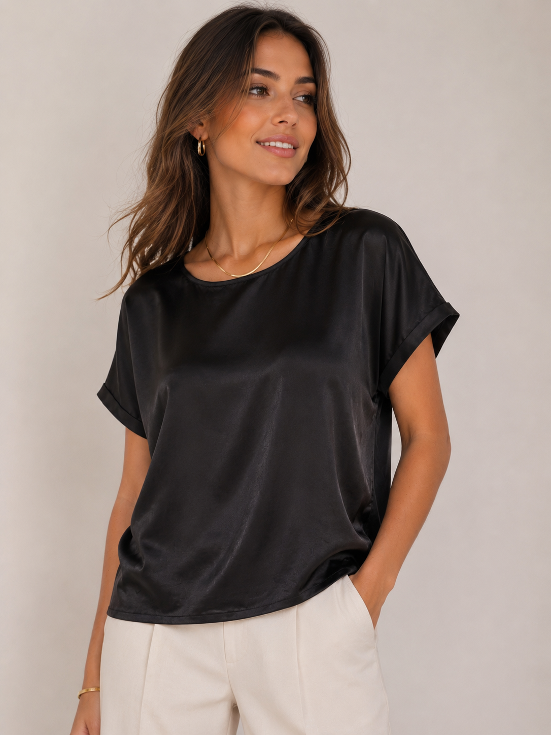 CAMISETA SATEN MANGA CORTA IRINA