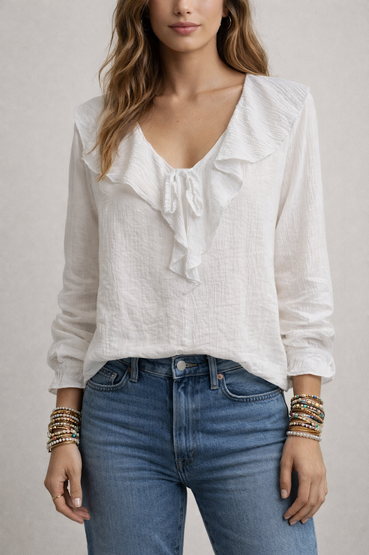 BLUSA VOLANTES EFECTO ARRUGADO