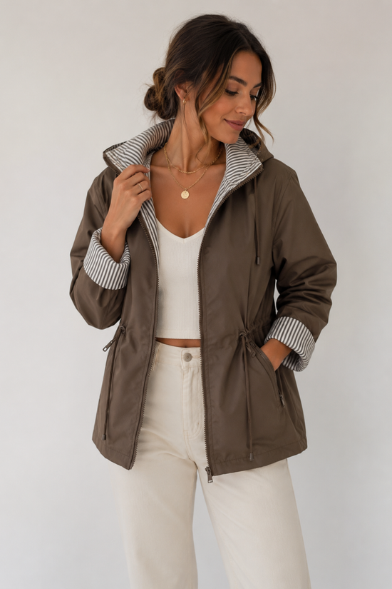 CHAQUETA CORTA VIENTOS REVERSIBLE RAYAS