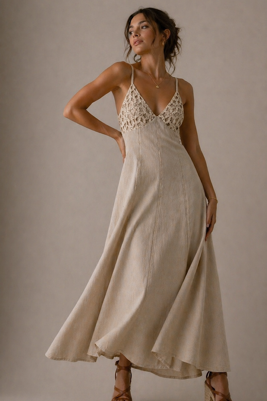 VESTIDO LARGO PECHO CROCHET