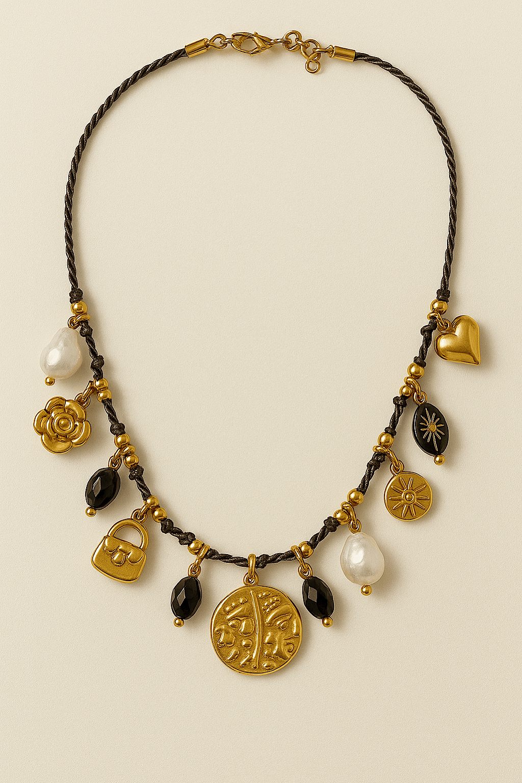 Halskette mit goldenen Amuletten