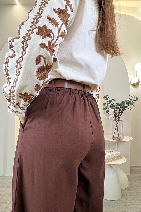 LANGE LEINENHOSE MIT GÜRTEL