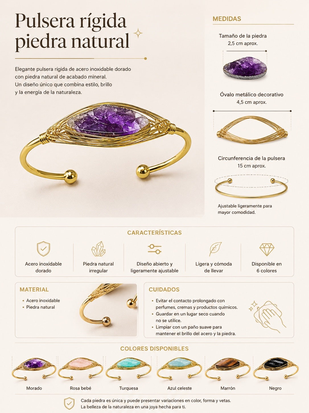 PULSERA RIGIDA PIEDRA NATURAL