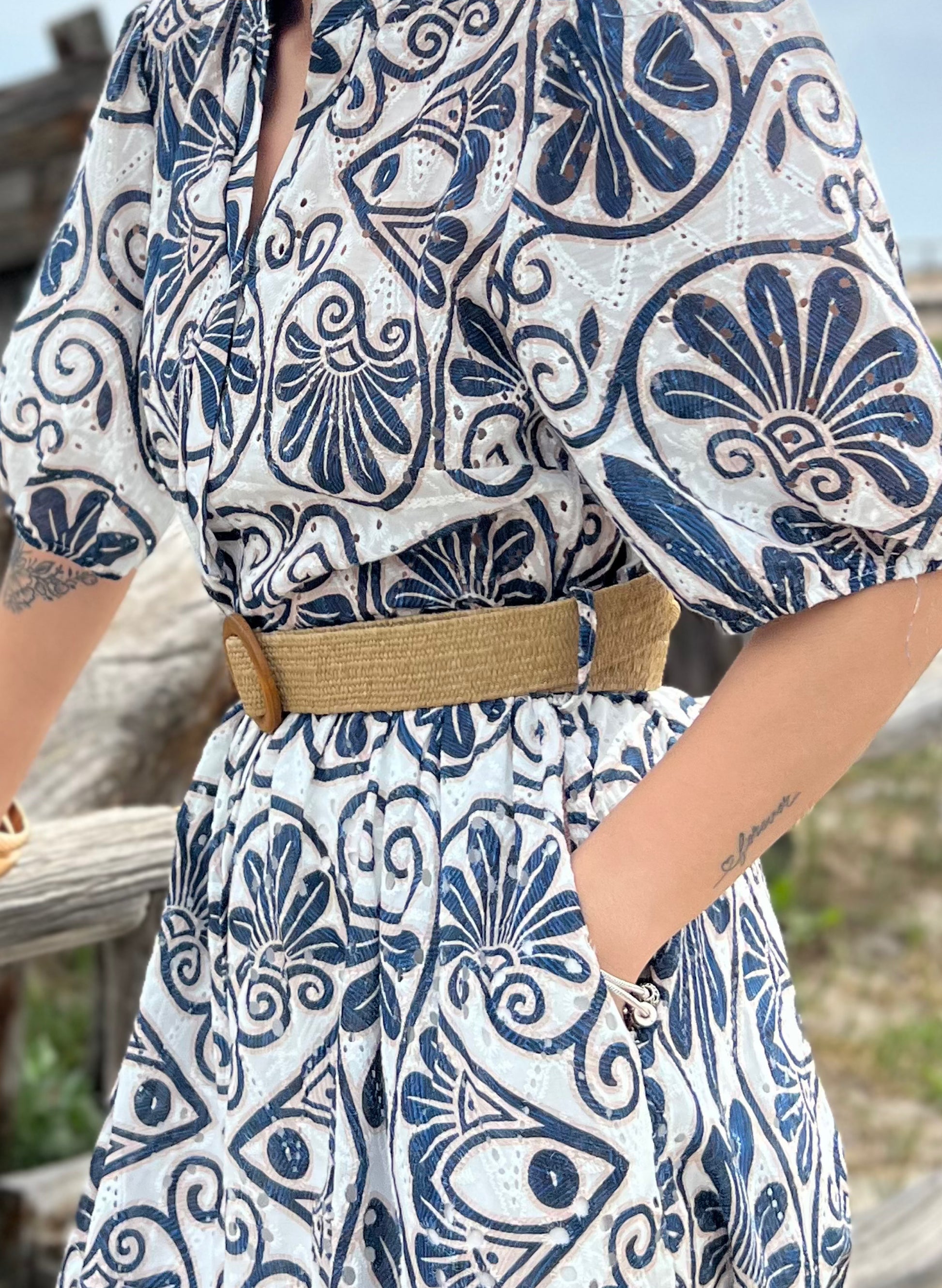 VESTIDO MANGA ABULLONADA JAZMIN