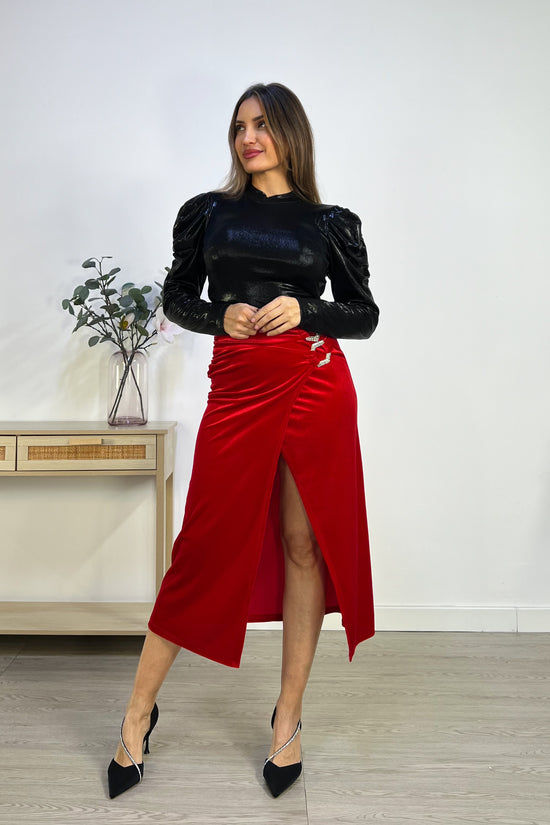 FALDA TERCIOPELO HEBILLA STRASS