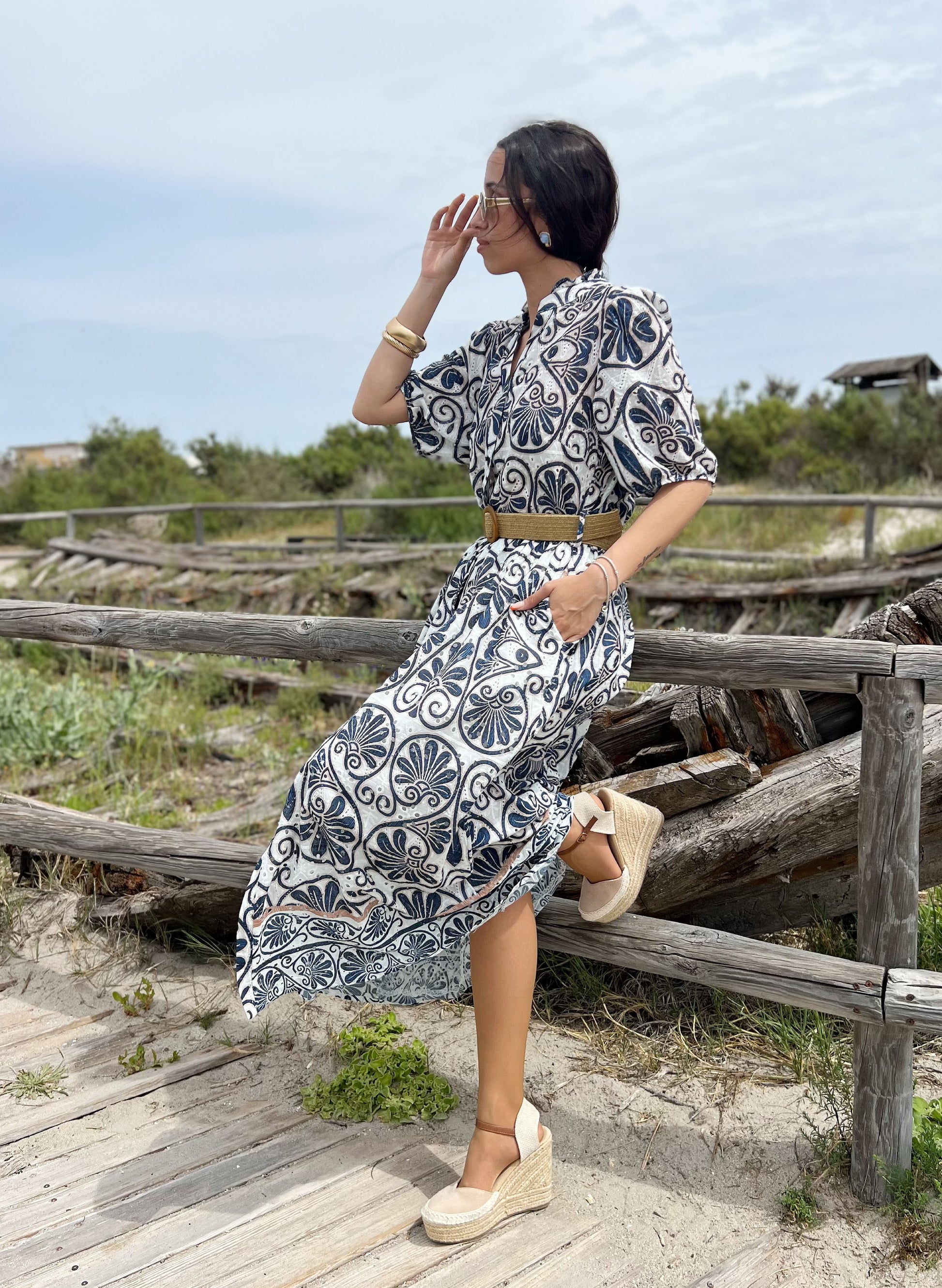 VESTIDO MANGA ABULLONADA JAZMIN