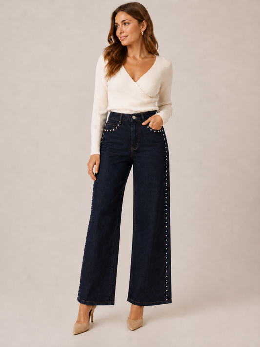 PANTALON VAQUERO TACHUELAS NORA