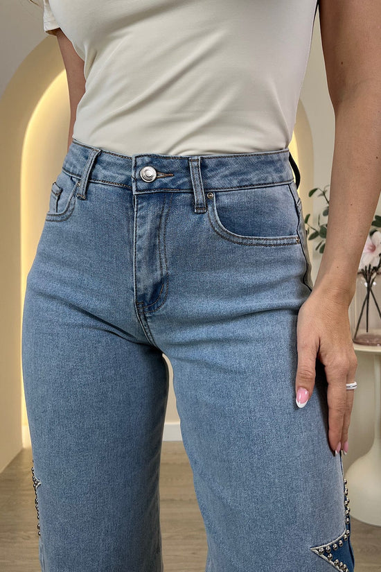 JEAN METALLIC-STUDS-STAR