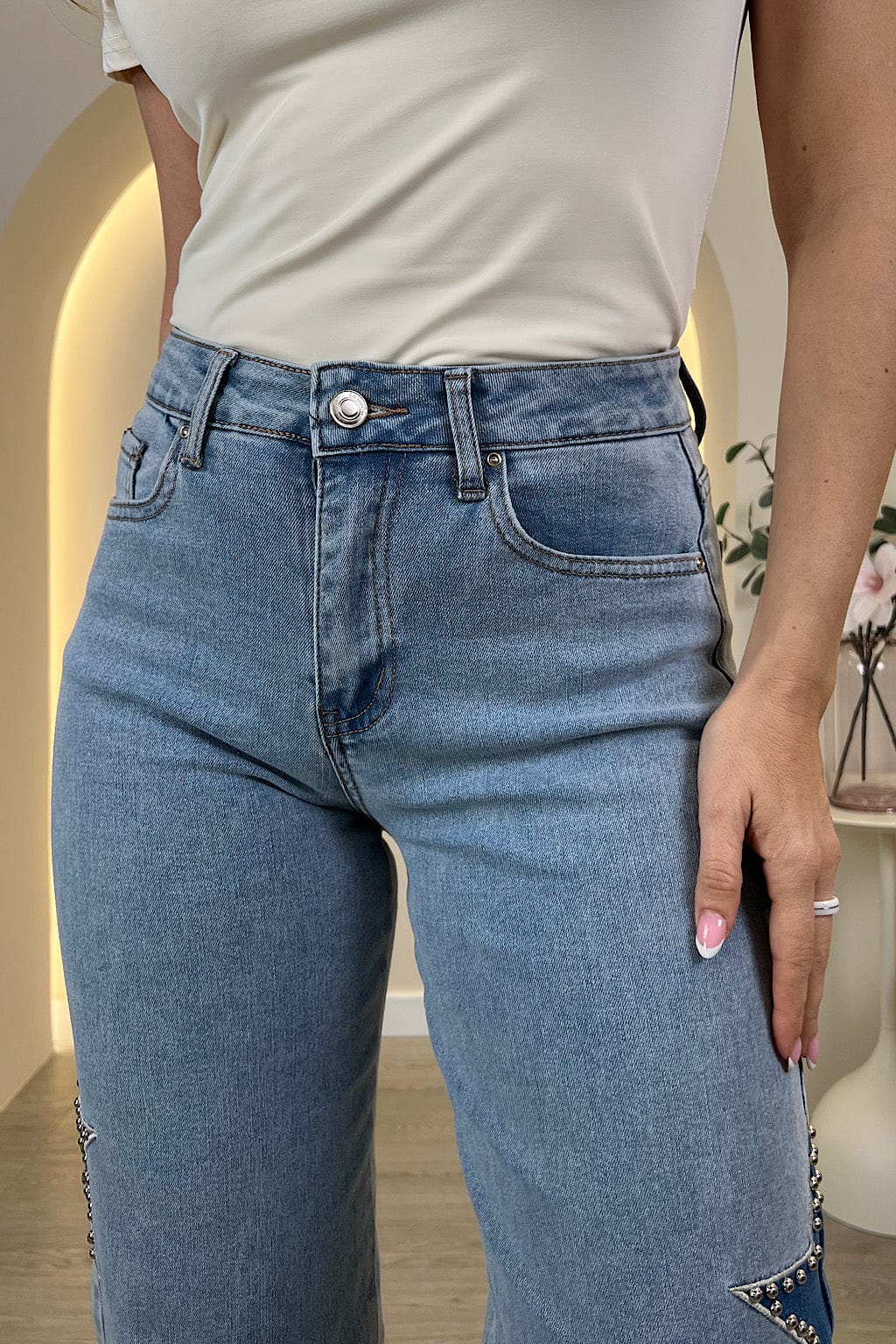 JEAN METALLIC-STUDS-STAR
