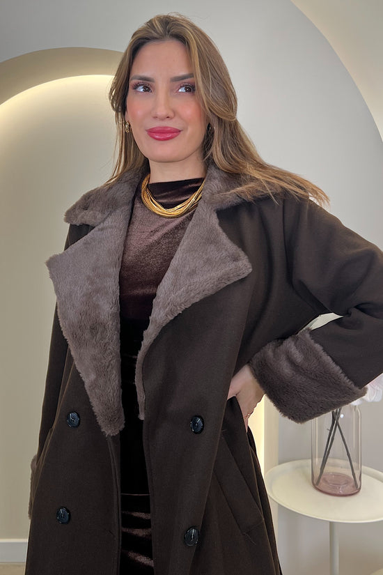 ABRIGO LARGO PELITO CUELLO Y PUÑO