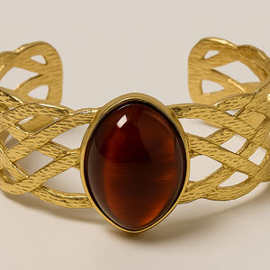 PULSERA BRAZALETE DORADO AMBAR
