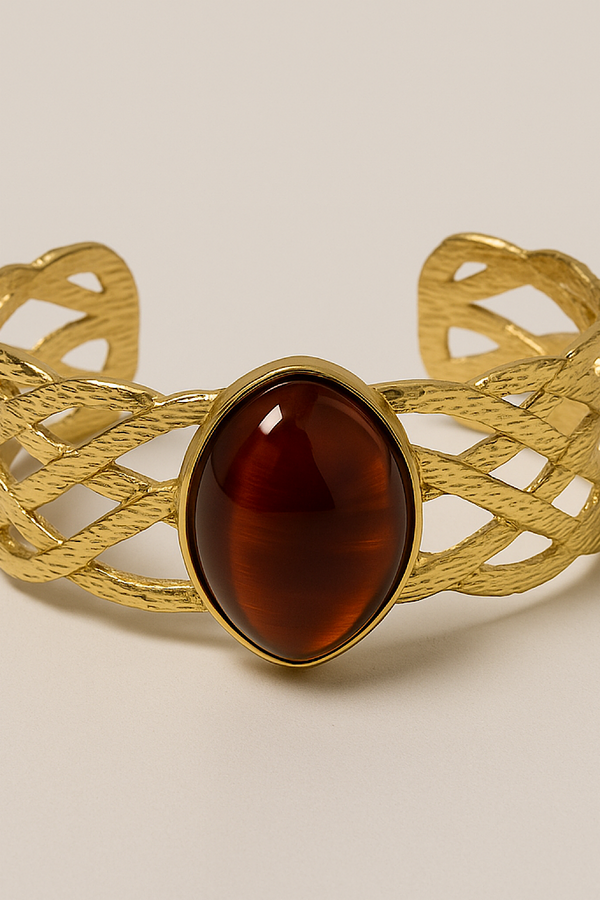 PULSERA BRAZALETE DORADO AMBAR