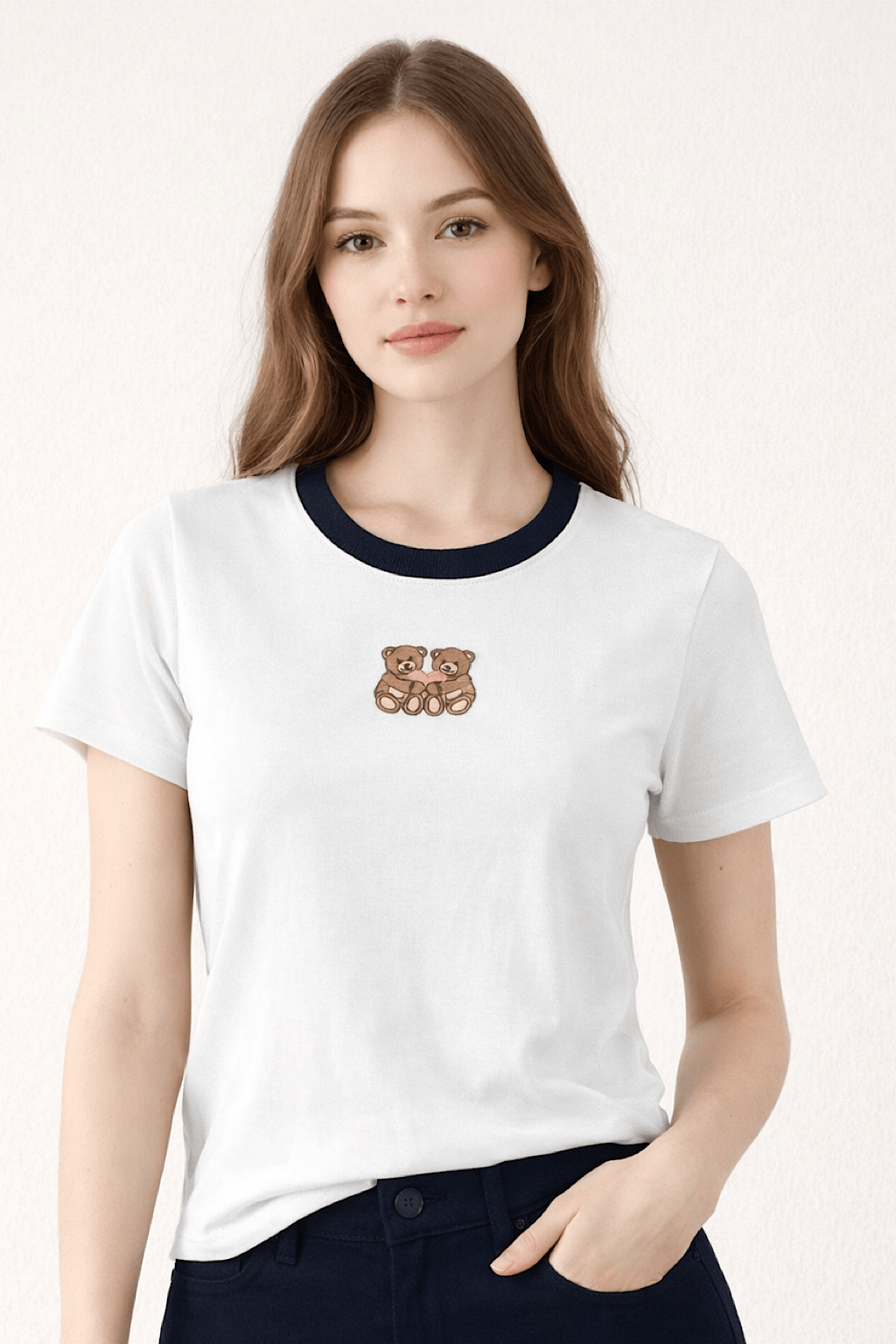 T-SHIRT KURZARM BÄRCHEN BESTICKT
