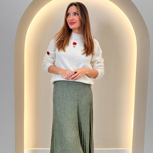 FALDA LARGA PLISADA PUNTO