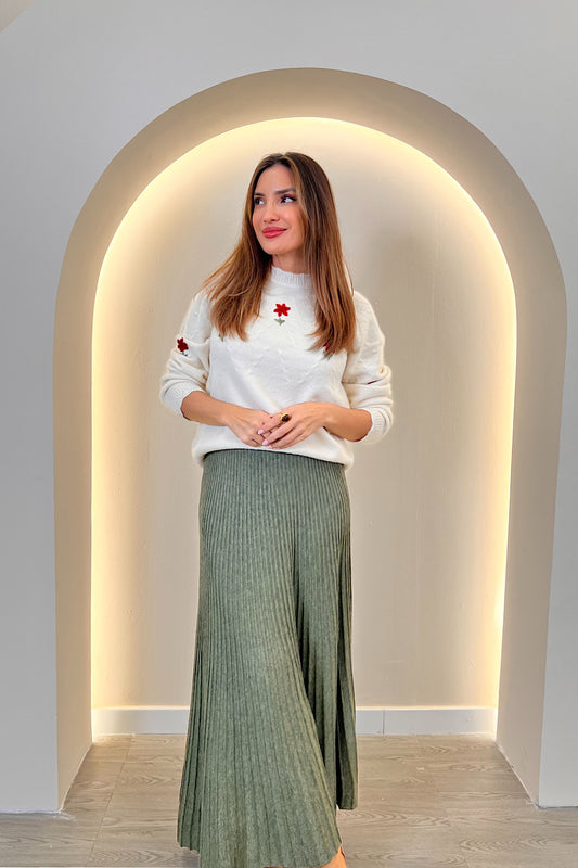 FALDA LARGA PLISADA PUNTO