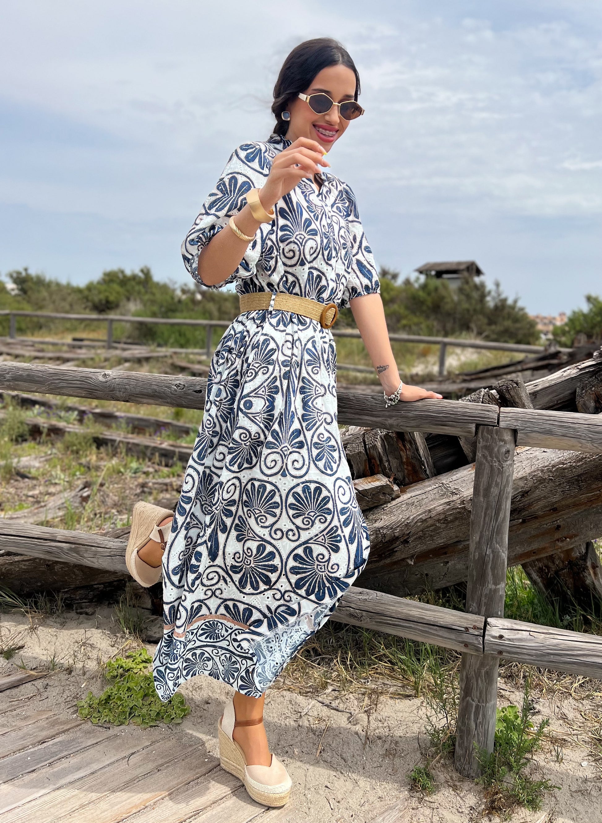VESTIDO MANGA ABULLONADA JAZMIN