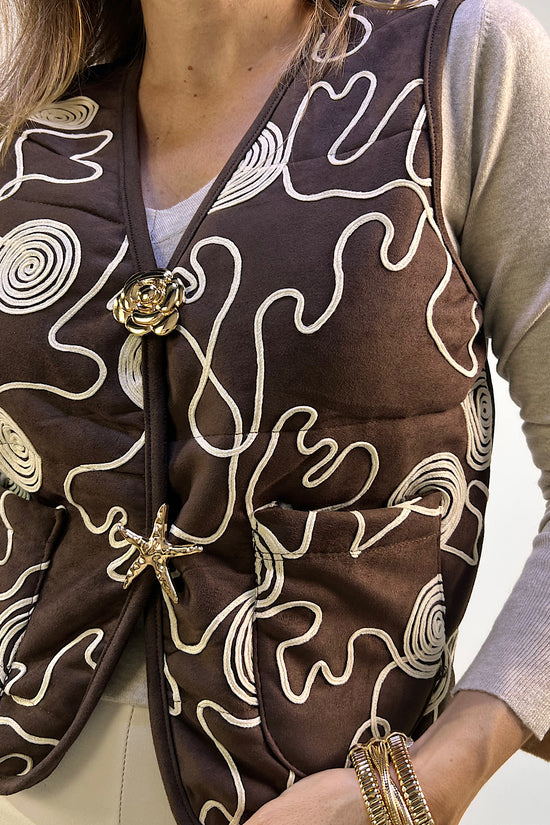 CHALECO ANTE BOTONES FLOR