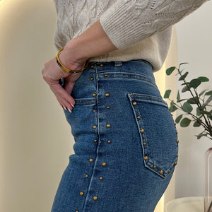 PANTALON VAQUERO TACHUELAS LAULIA