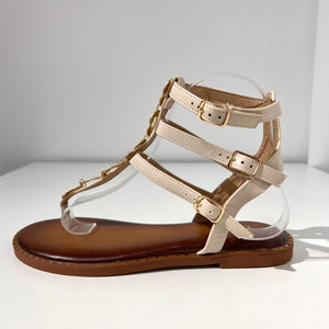 SANDALIA TROYA DETALLE DORADO BEIGE