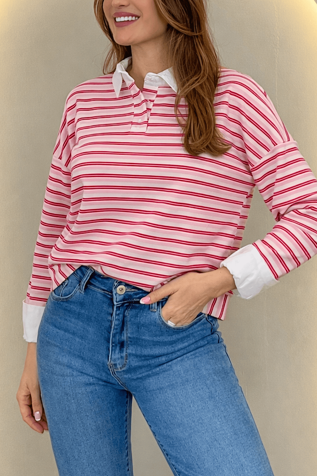 POLO-SWEATER GESTREIFT